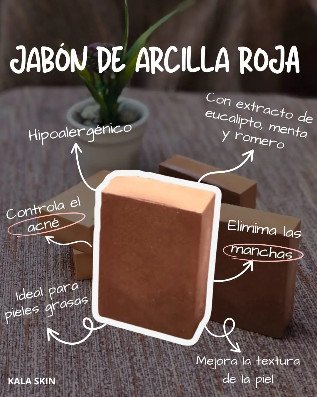 Información del jabón de arcilla roja Kala Skin